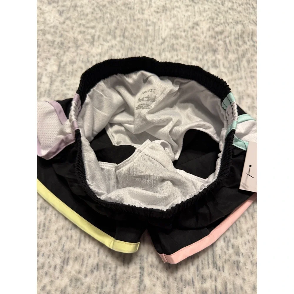 Nike Girls Black Dri FIT‎ Running Shorts Size 6X Pastel Trim Athletic